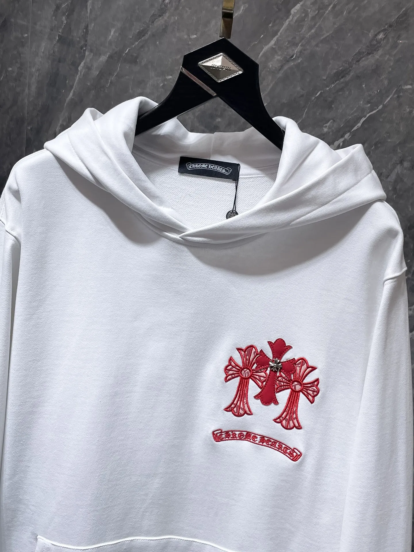 P276 Chrome Hearts Autumn and Winter 2025 Counter Synchronization Horseshoe Cross Handmade Three-dimensional Custom Patched Embroidery Hooded Sweatshirt Heavy Embroidery! ! ! Tens of thousands of needles! ! Improved customized version of 1:1 high-gram weight high-quality fabric Recommended color: white black code number: S, M, L, XL